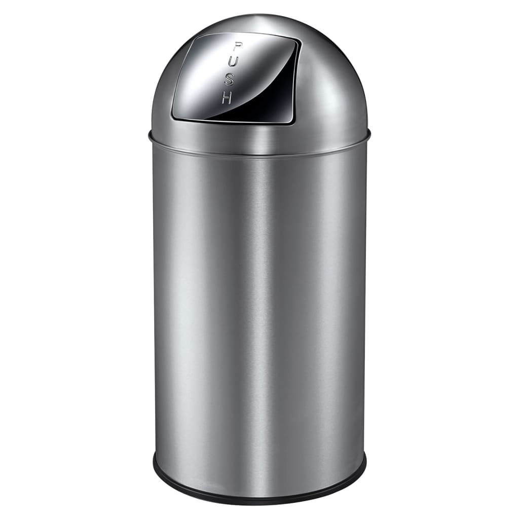 EKO Waste Bin with Push Lid 40 L Matte Silver