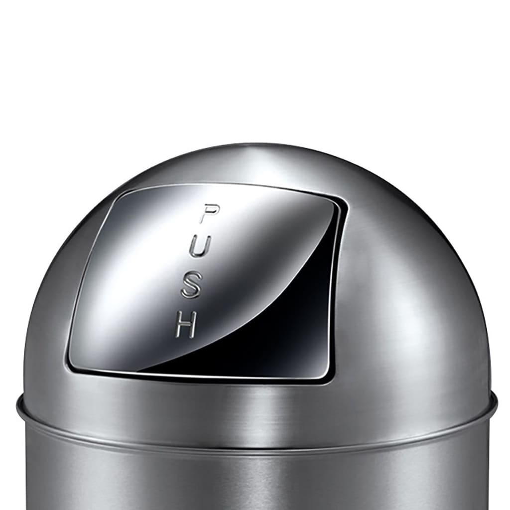 EKO Waste Bin with Push Lid 40 L Matte Silver