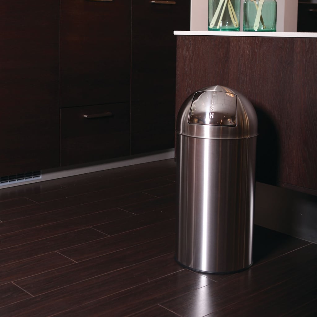 EKO Waste Bin with Push Lid 40 L Matte Silver