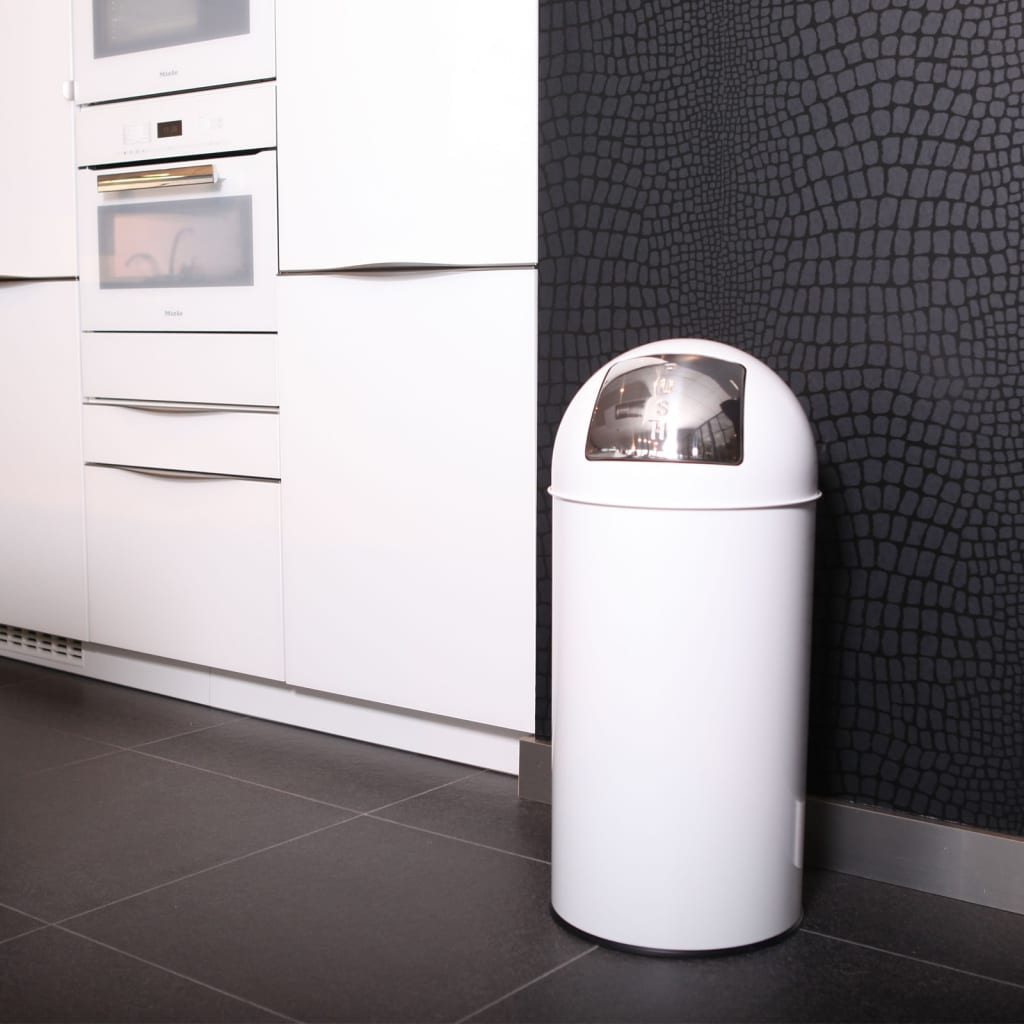 EKO Waste Bin with Push Lid 40 L White