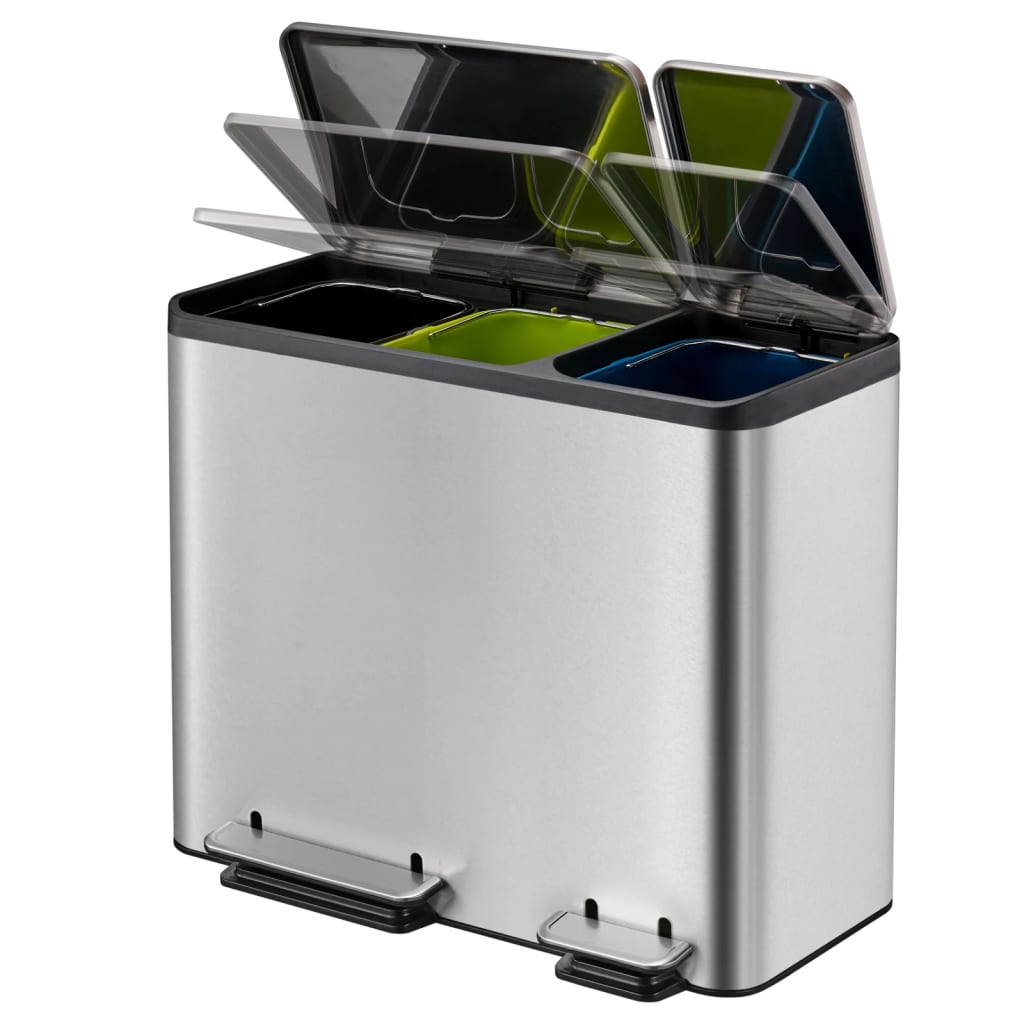 EKO Pedal Bin EcoCasa 3x15 L Matte Silver