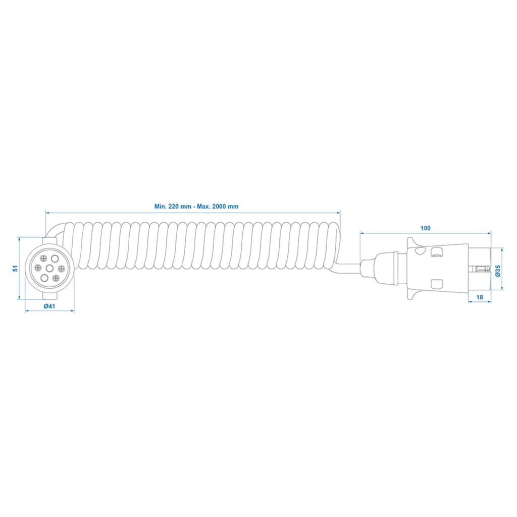 ProPlus Spiral Cable 3 m with 2x7-pin Plug