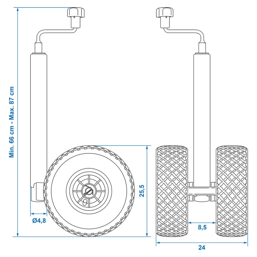 ProPlus Double Jockey Wheel Plastic Rim with Air-Filled Tyre 26x8.5cm 341508