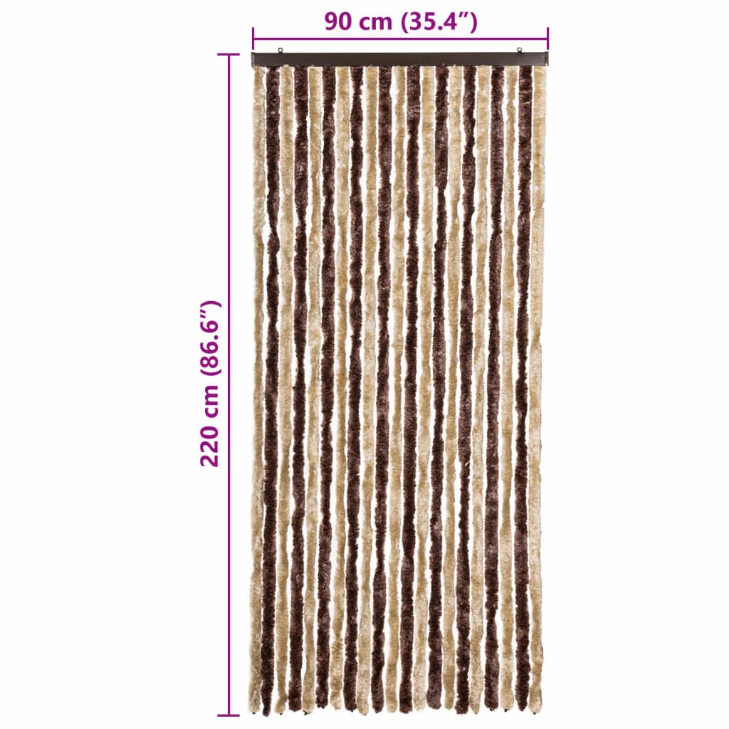 vidaXL Insect Curtain Beige and Light Brown 90x220 cm Chenille