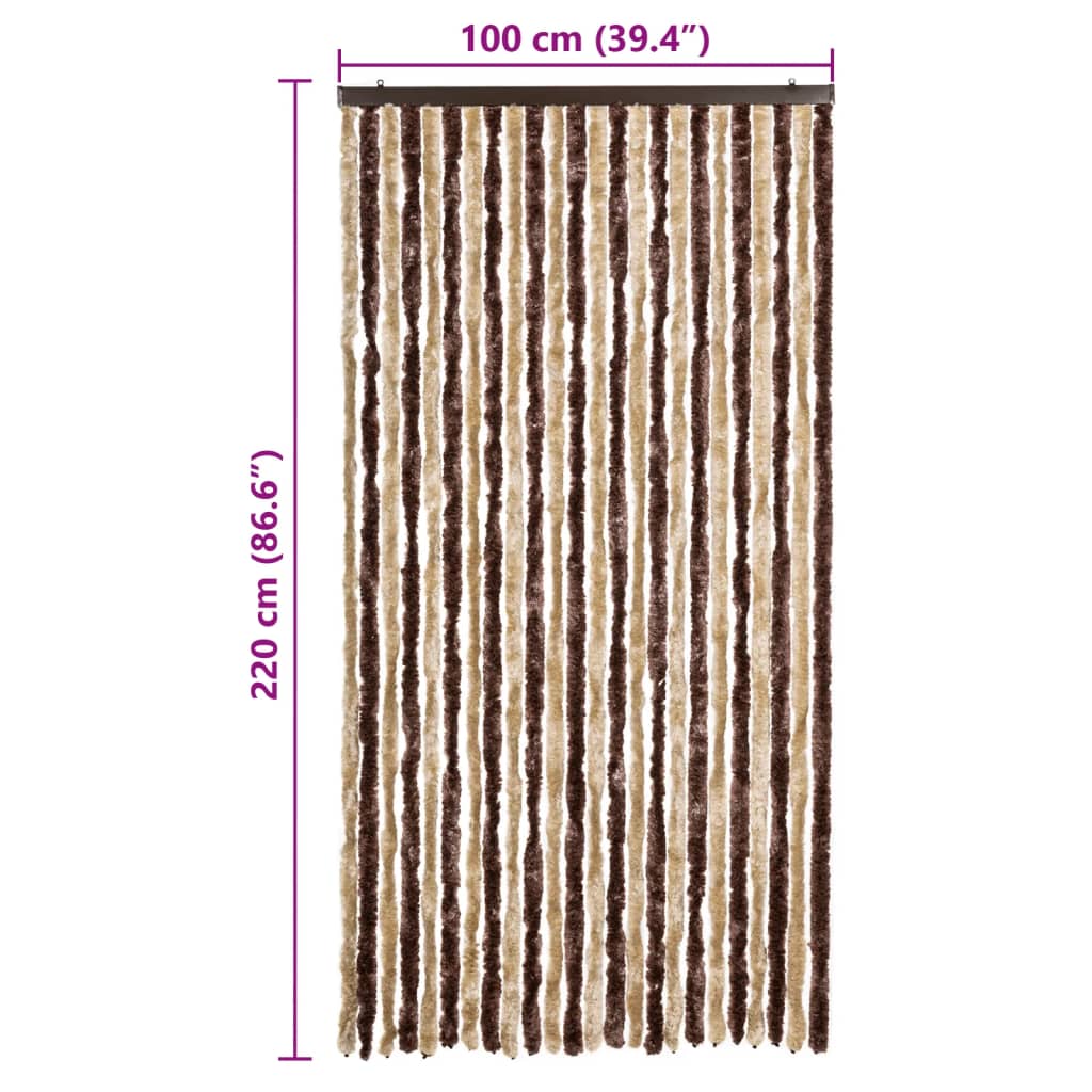 vidaXL Insect Curtain Beige and Light Brown 100x220 cm Chenille