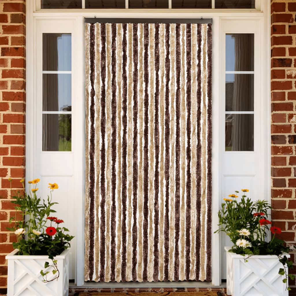 240572 vidaXL Insect Curtain Beige and Light Brown 100x220 cm Chenille
