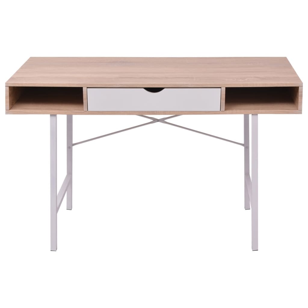 vidaXL Desk with 1 Drawer Oak and White