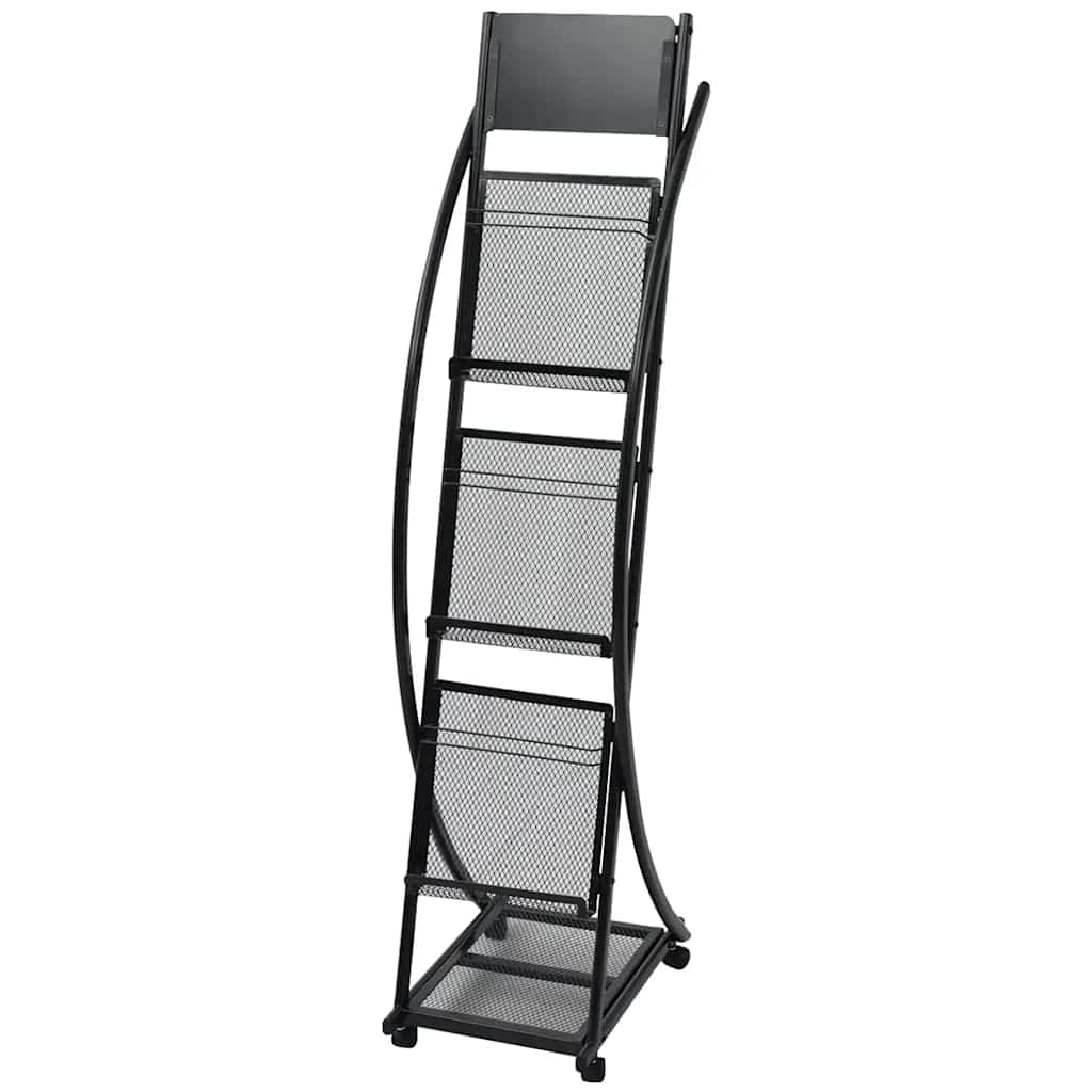 30098 vidaXL Magazine Rack 40x32x131 cm Black A4