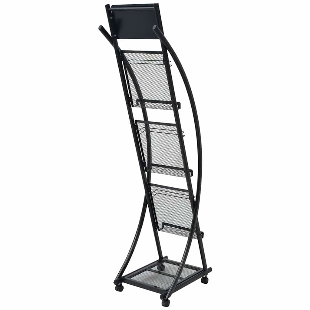 30098 vidaXL Magazine Rack 40x32x131 cm Black A4
