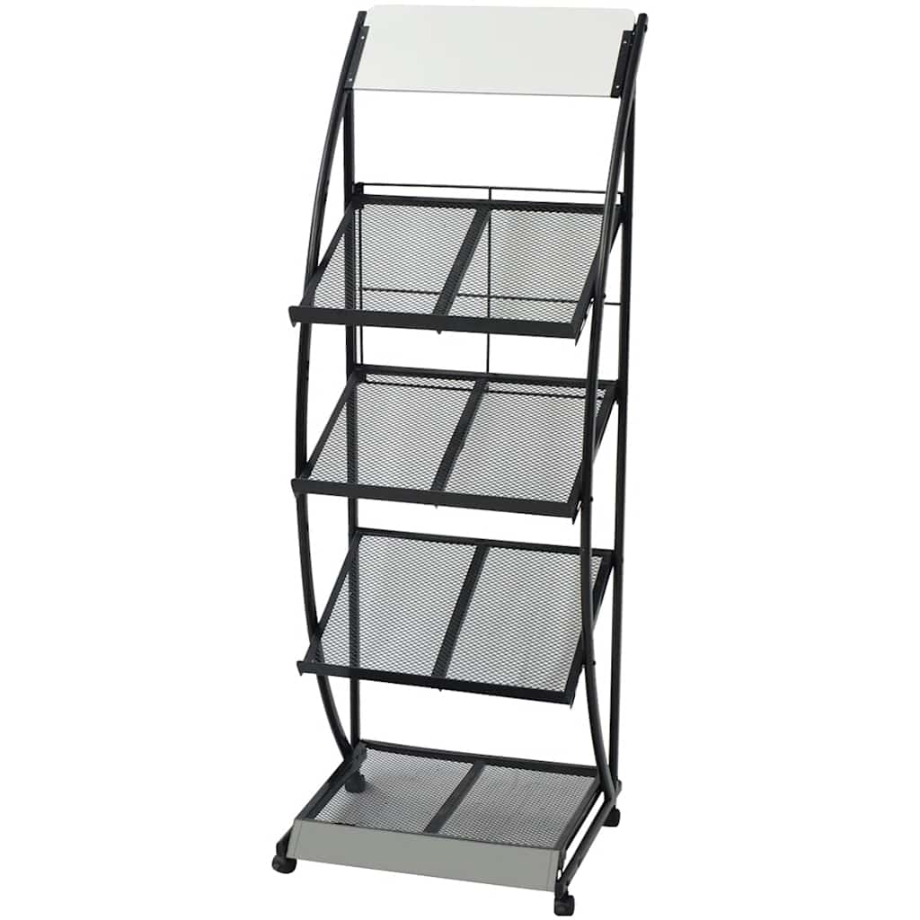 30099 vidaXL Magazine Rack 47x40x134 cm Black and White A4