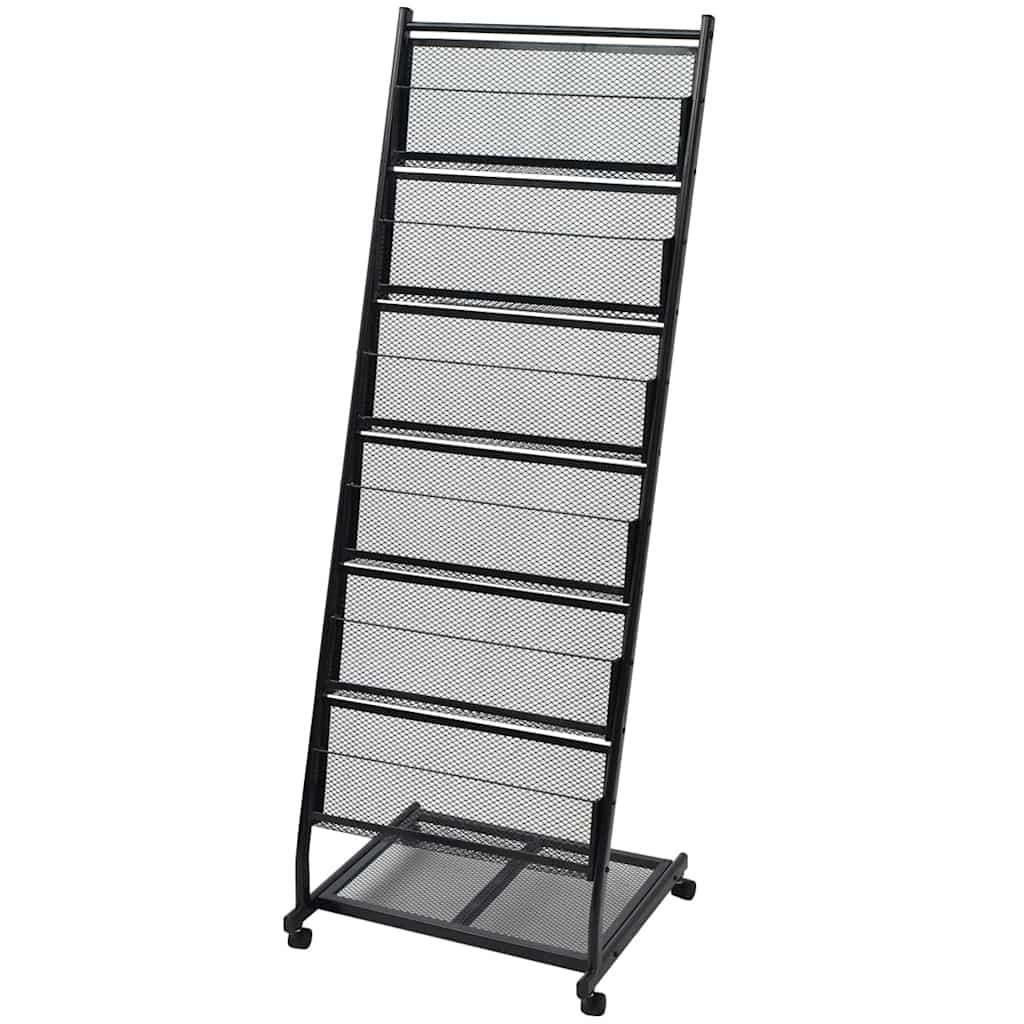 30100 vidaXL Magazine Rack 47,5x43x133 cm Black A4