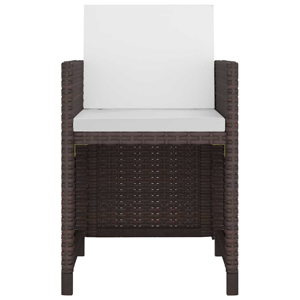 42544 vidaXL 9 Piece Outdoor Dining Set with Cushions Poly Rattan Brown