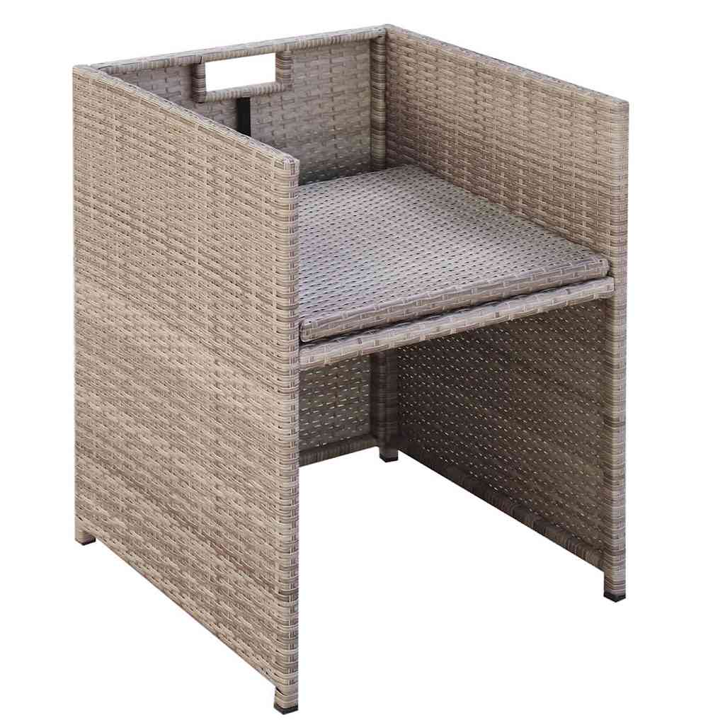 42558 vidaXL 13 Piece Outdoor Dining Set with Cushions Poly Rattan Beige