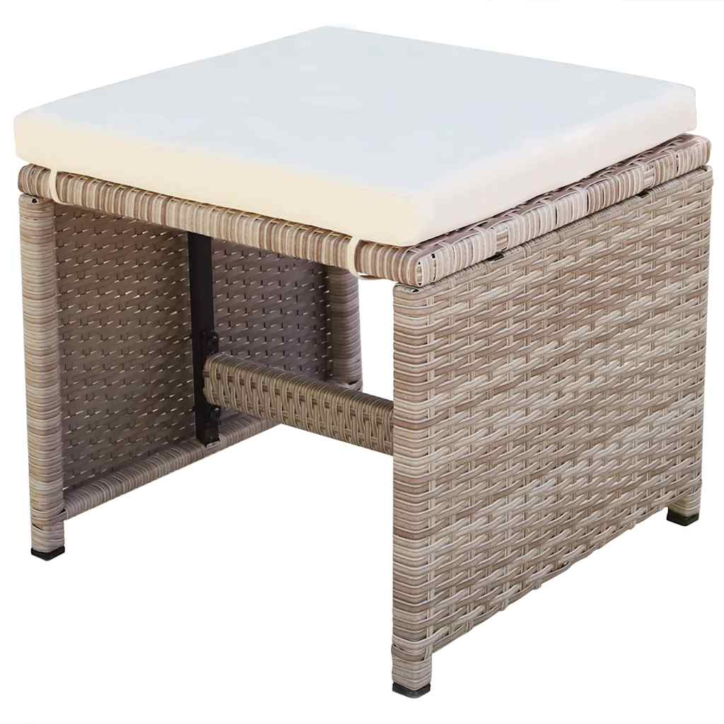 42558 vidaXL 13 Piece Outdoor Dining Set with Cushions Poly Rattan Beige
