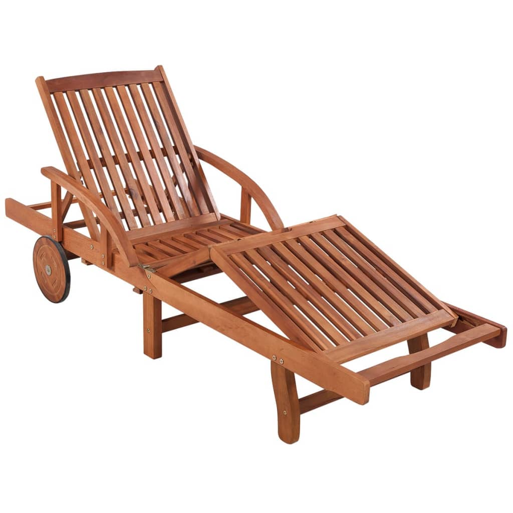 vidaXL Sun Lounger with Table Solid Acacia Wood