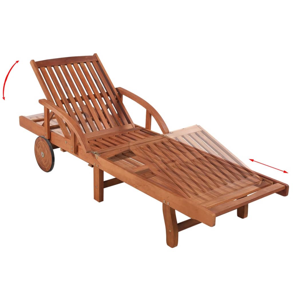 vidaXL Sun Lounger with Table Solid Acacia Wood