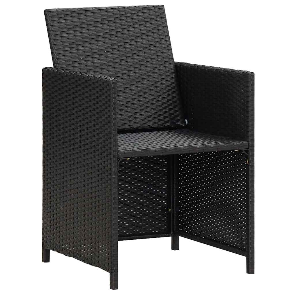 9 Piece Outdoor Dining Set with Cushions Poly Rattan Black