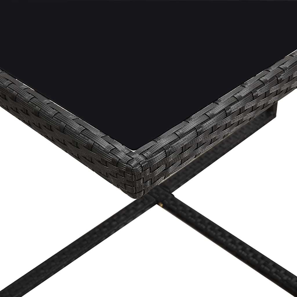9 Piece Outdoor Dining Set with Cushions Poly Rattan Black