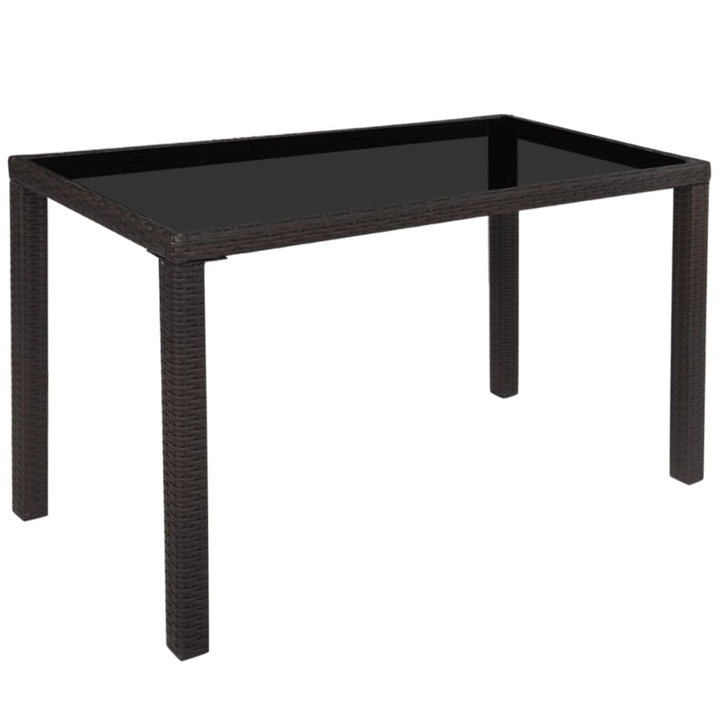 vidaXL 5 Piece Outdoor Dining Set with Cushions Poly Rattan Brown