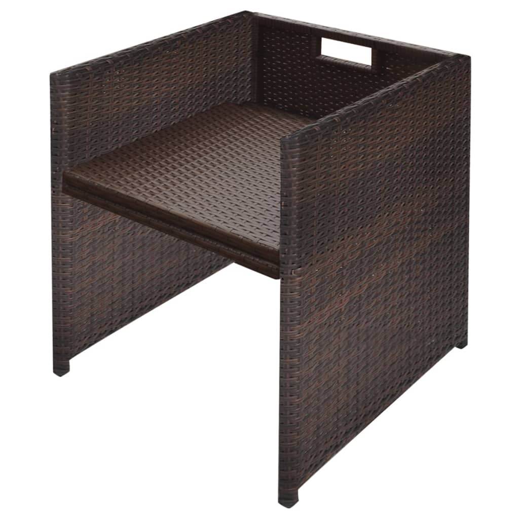 vidaXL 5 Piece Outdoor Dining Set with Cushions Poly Rattan Brown