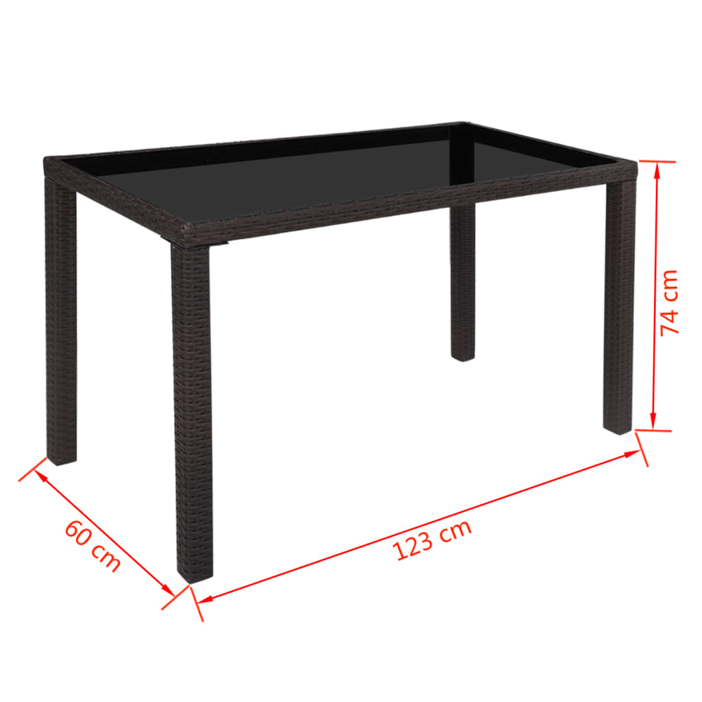 vidaXL 5 Piece Outdoor Dining Set with Cushions Poly Rattan Brown