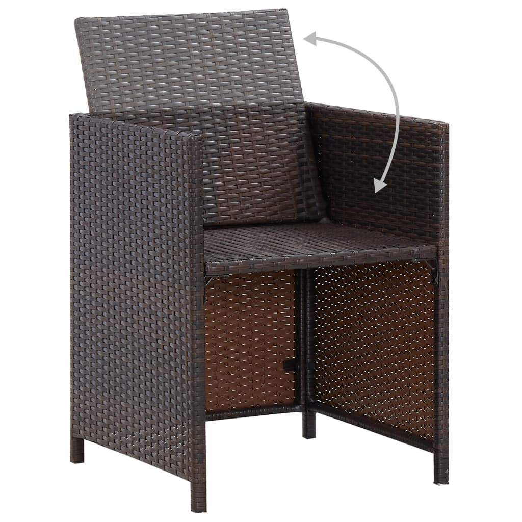 vidaXL 13 Piece Outdoor Dining Set with Cushions Poly Rattan Brown