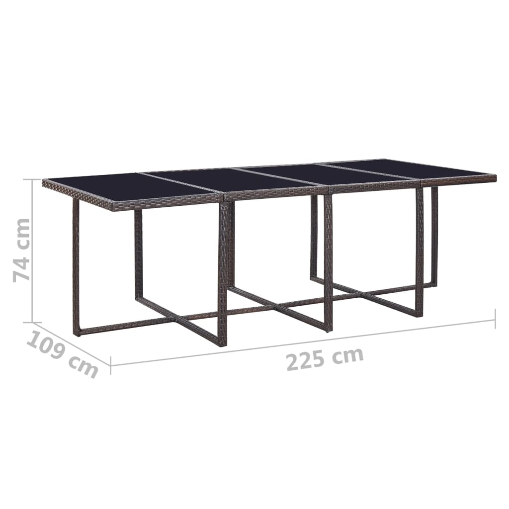 vidaXL 13 Piece Outdoor Dining Set with Cushions Poly Rattan Brown