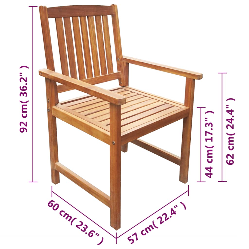 Outdoor Chair | Set of 2 | Brown | Solid Acacia wood | Standard | Durable