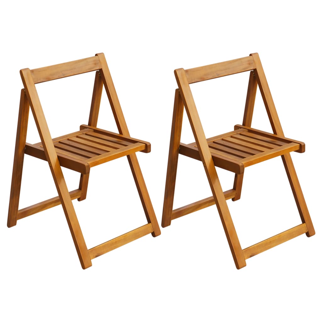 Folding Chair | Set of 2 | Natural wood | Acacia wood | Medium | Foldable