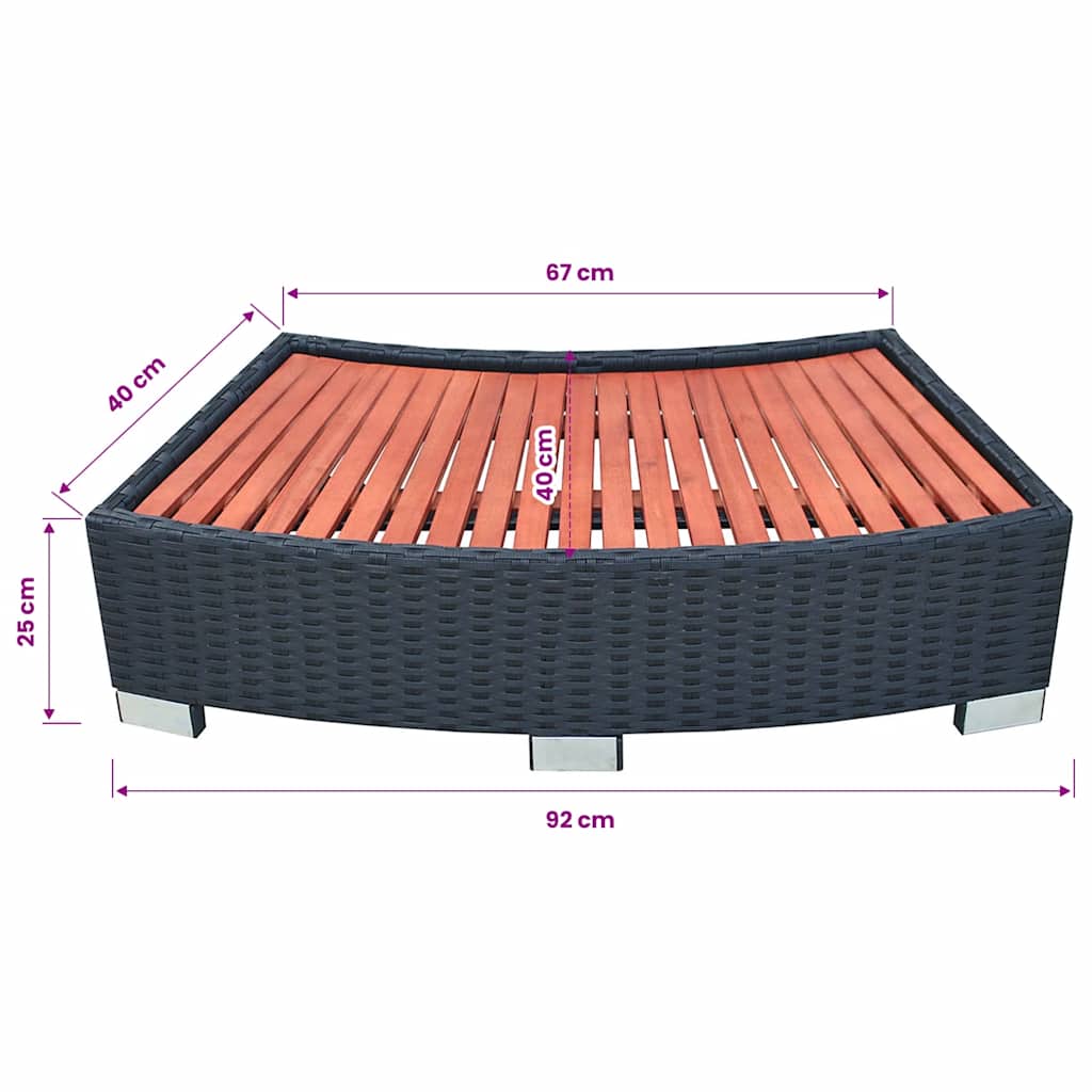 Spa Step Poly Rattan 92x45x25 cm Black