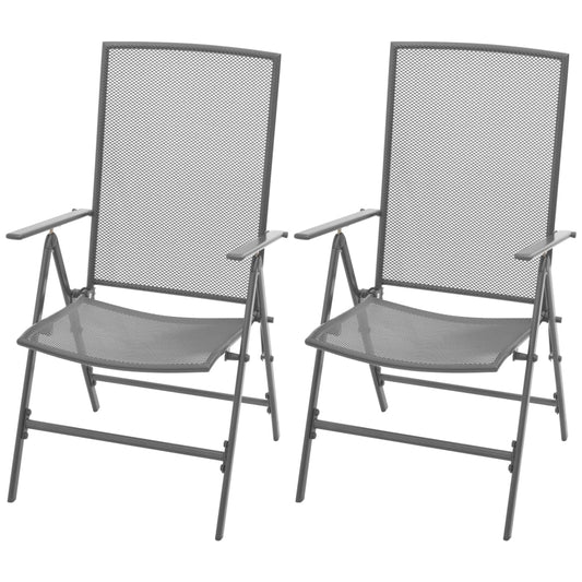 Stackable Folding Chairs 2 pcs Steel Grey