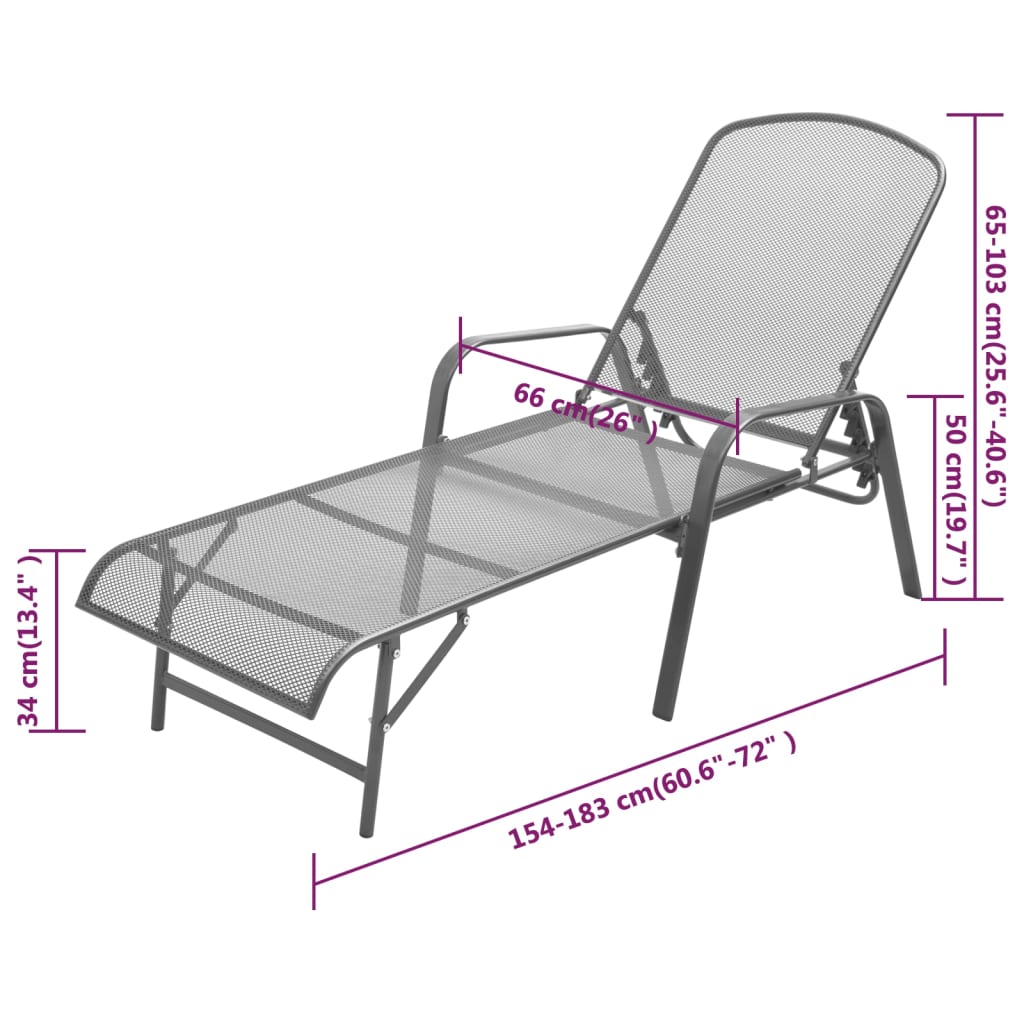 Sunlounger | Anthracite | E-coated, powder-coated steel | Adjustable