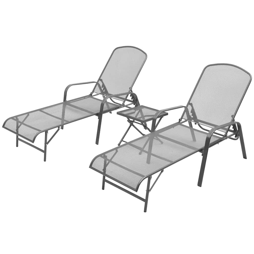 Sun Loungers 2 pcs with Table Steel Anthracite