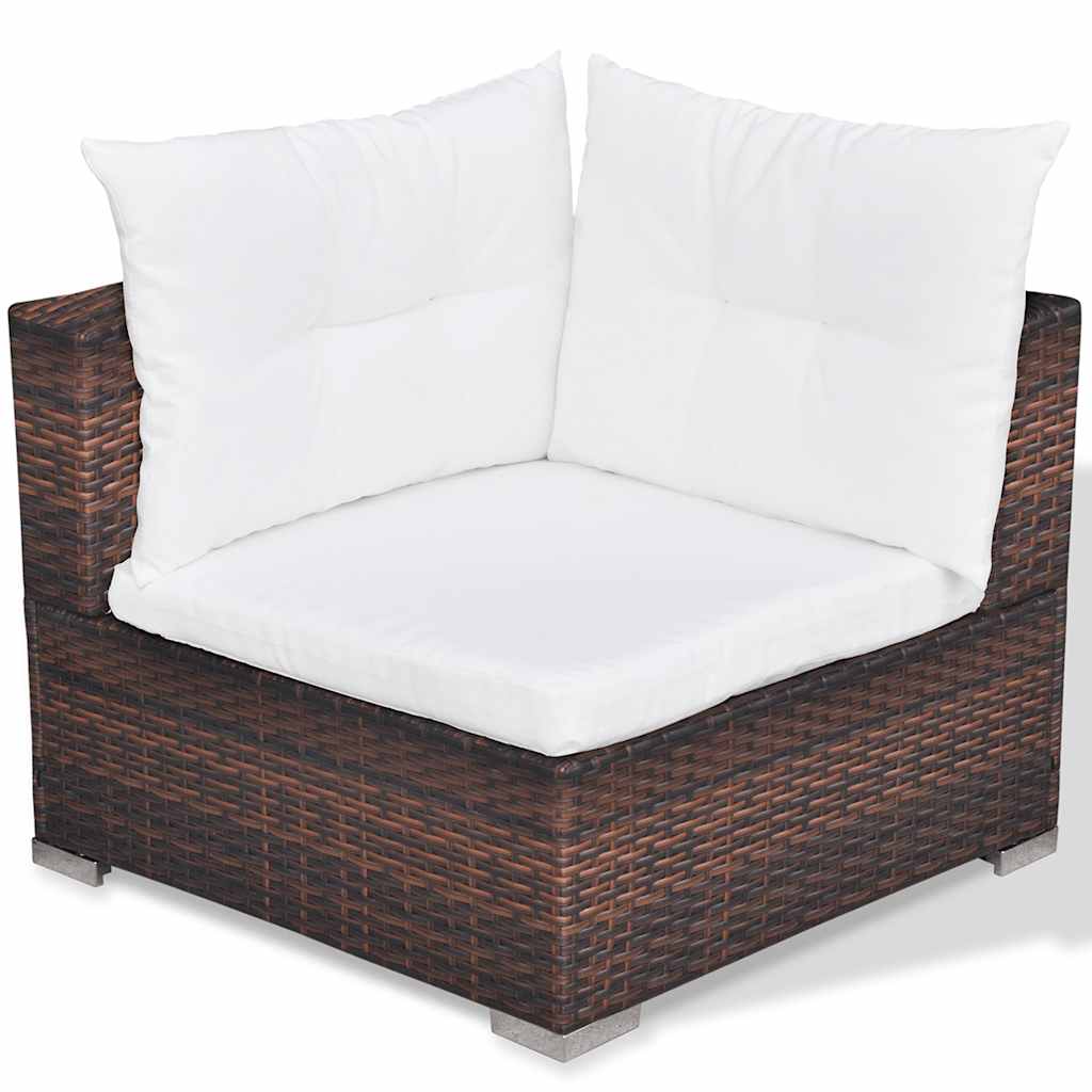 vidaXL 6 Piece Garden Lounge Set with Cushions Poly Rattan Brown
