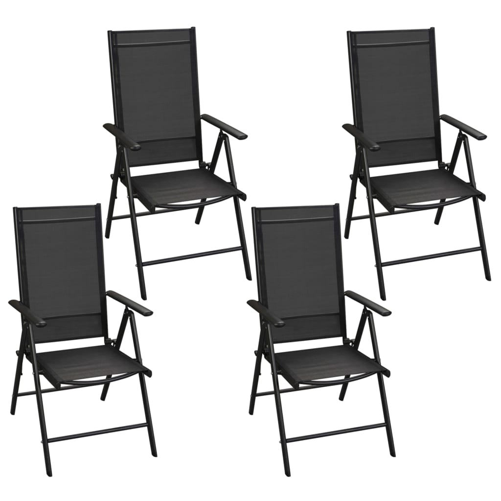 vidaXL 5 Piece Outdoor Dining Set with Folding Chairs Aluminium Black