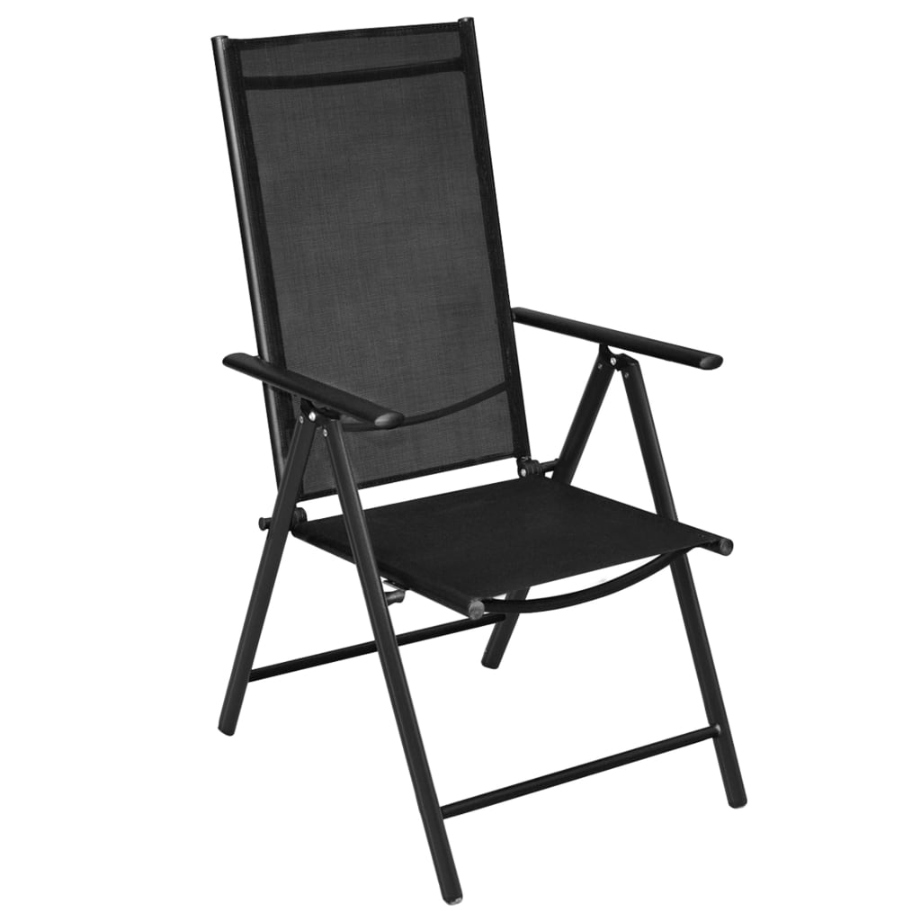 vidaXL 5 Piece Outdoor Dining Set with Folding Chairs Aluminium Black