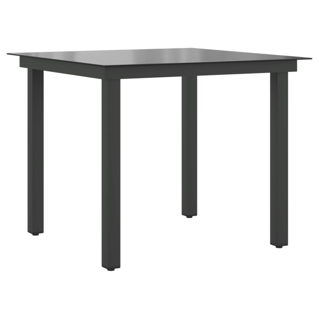 Table de Jardin Noir 80x80x74 cm Aluminium et Verre