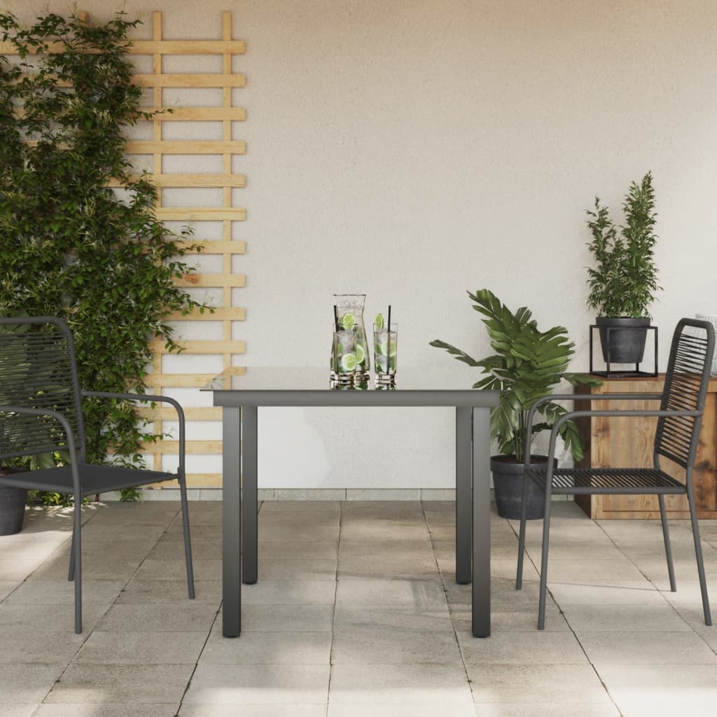 vidaXL Garden Table Black 80x80x74 cm Aluminium and Glass