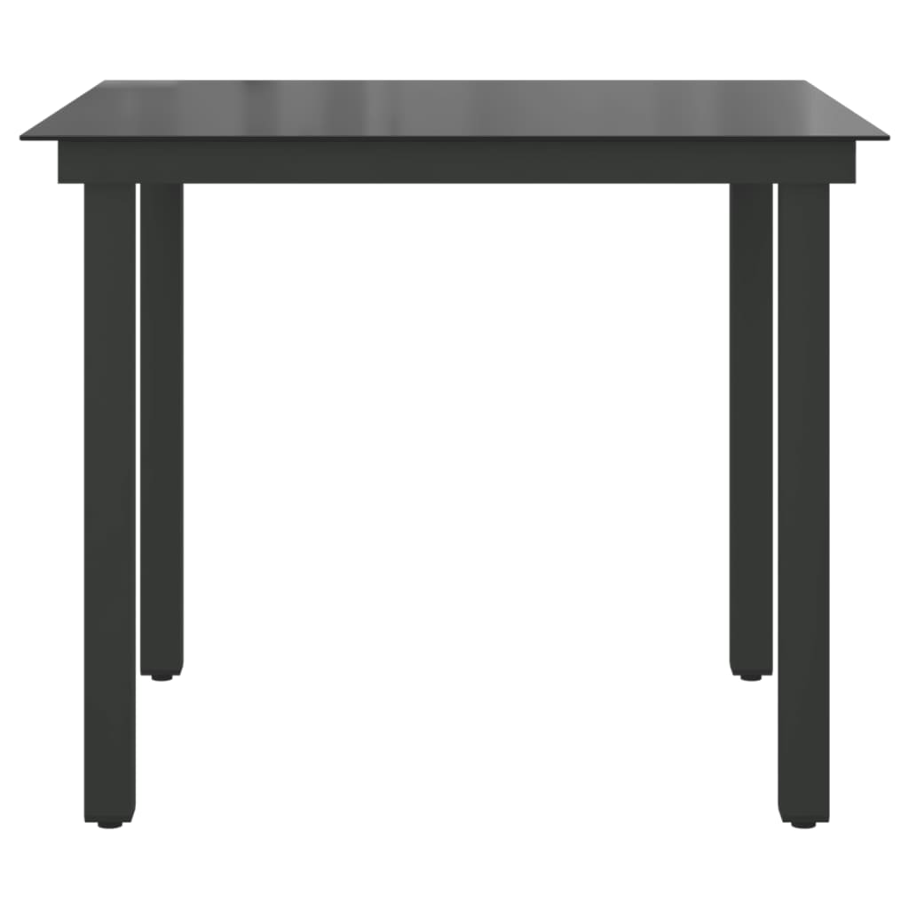 Table de Jardin Noir 80x80x74 cm Aluminium et Verre