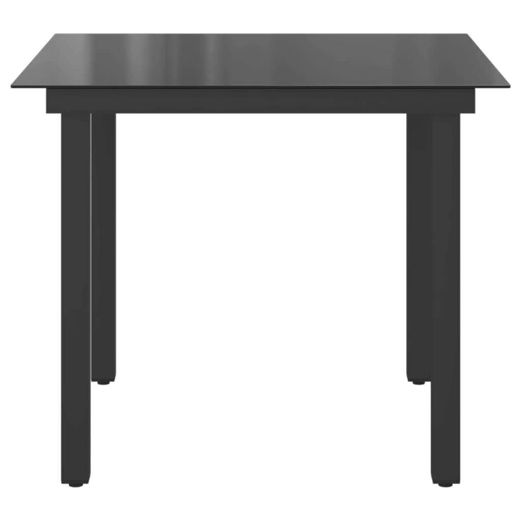 Table de Jardin Noir 80x80x74 cm Aluminium et Verre