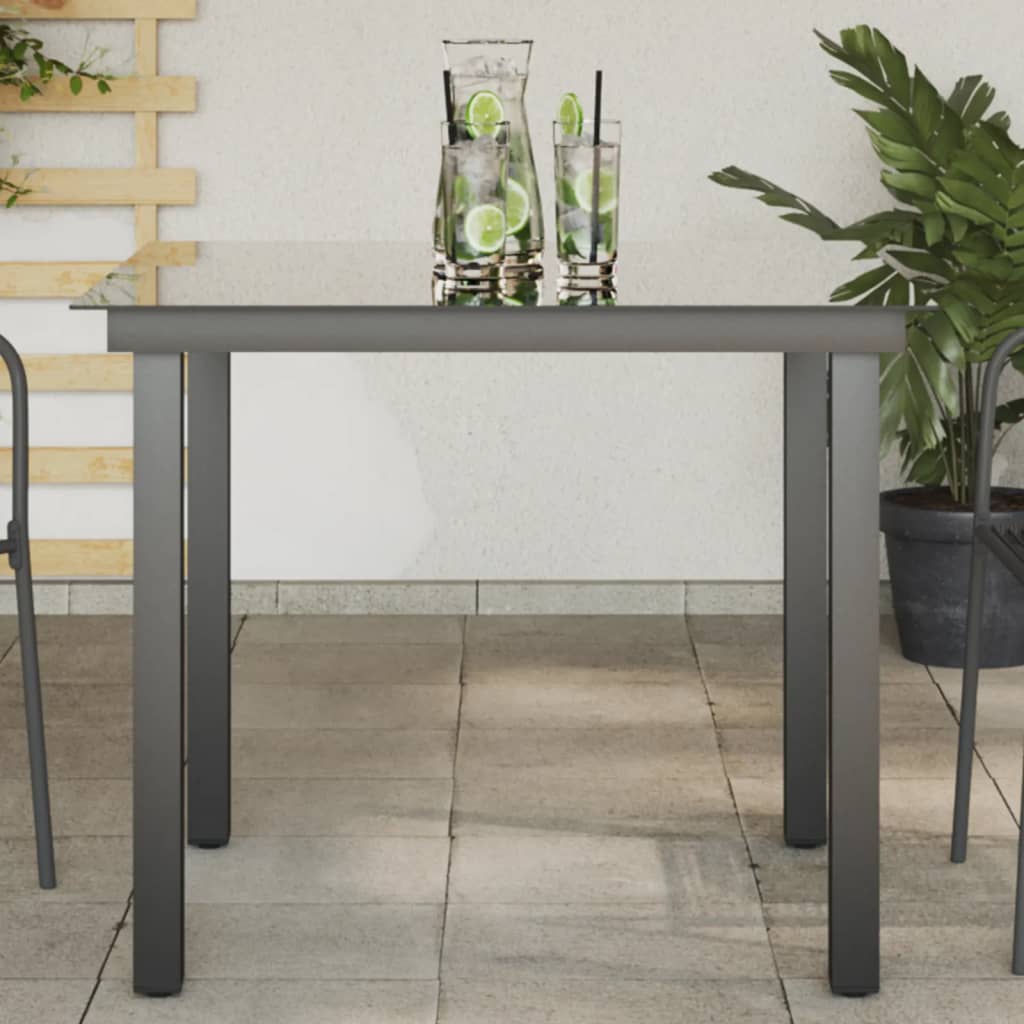 Table de Jardin Noir 80x80x74 cm Aluminium et Verre