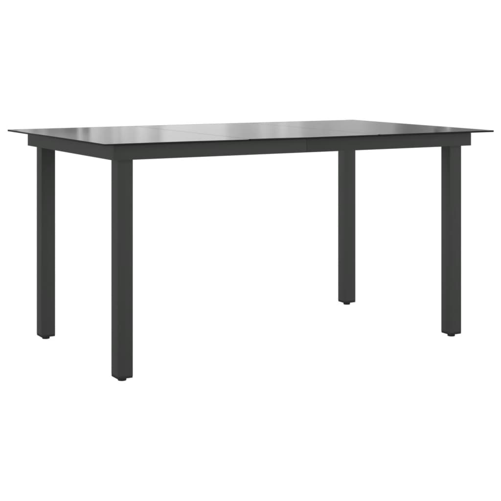 Table de Jardin Noir 150x90x74 cm Aluminium et Verre