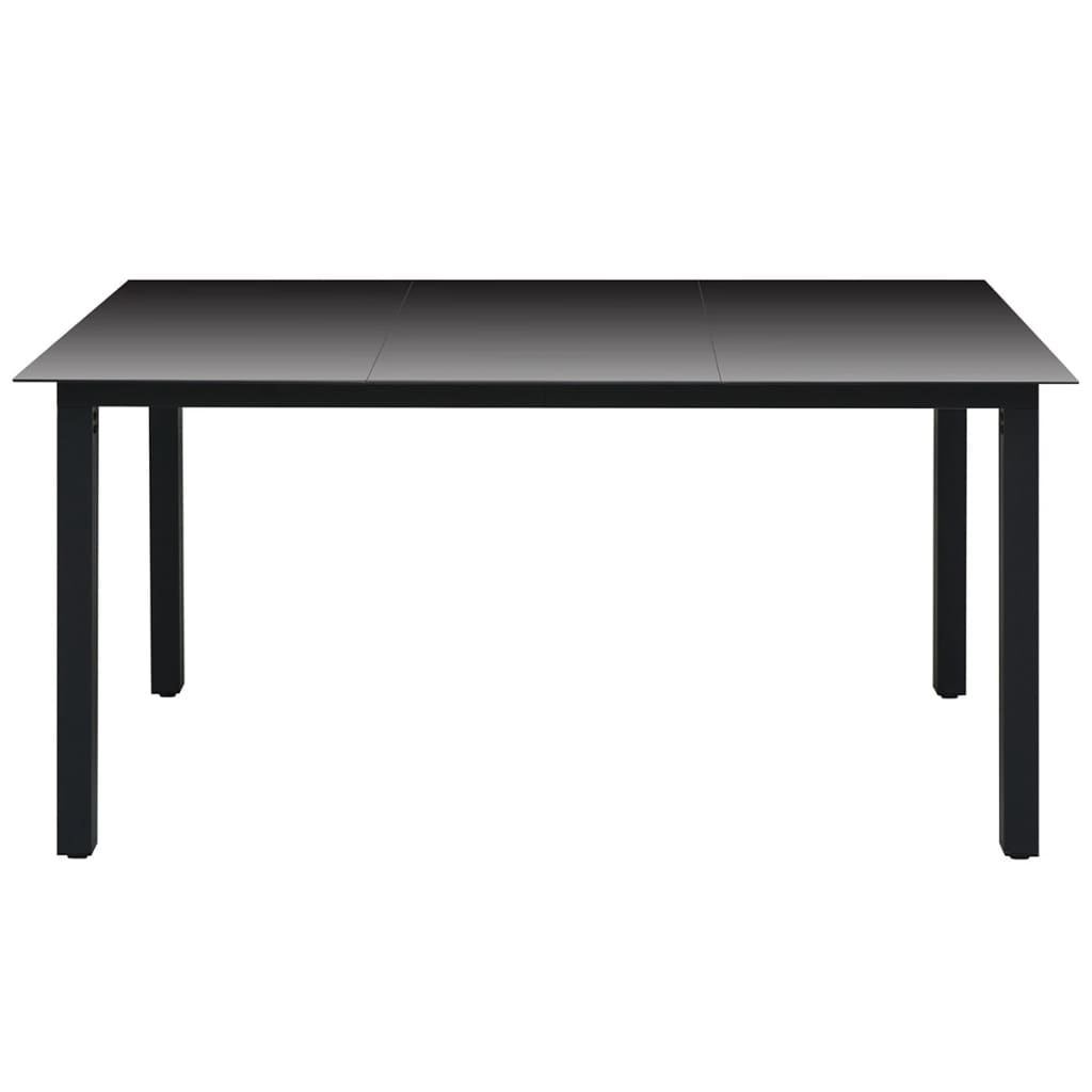 Table de Jardin Noir 150x90x74 cm Aluminium et Verre