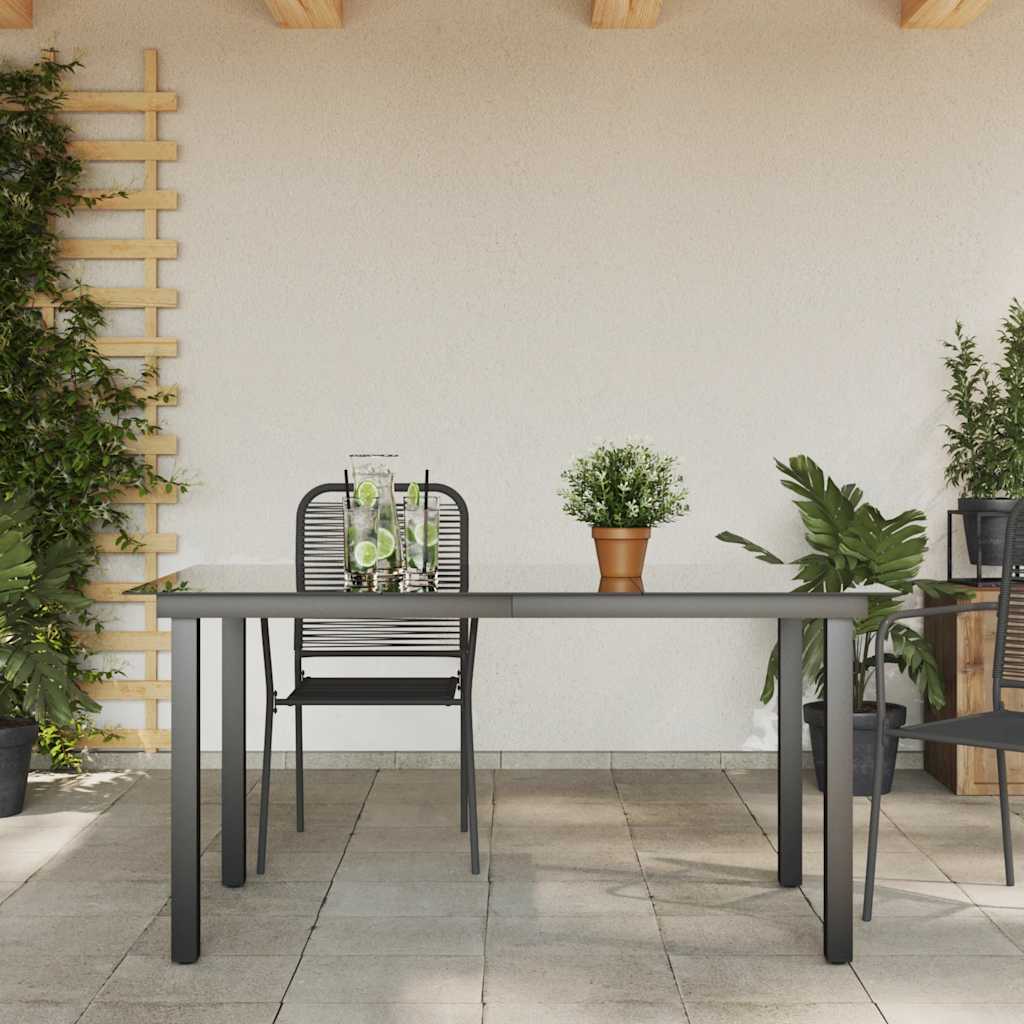 42788 vidaXL Garden Table Black 150x90x74 cm Aluminium and Glass