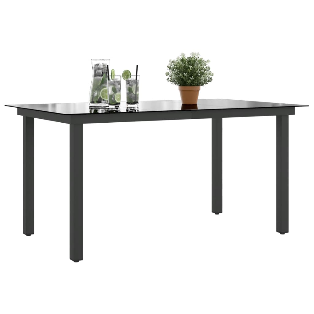 Table de Jardin Noir 150x90x74 cm Aluminium et Verre