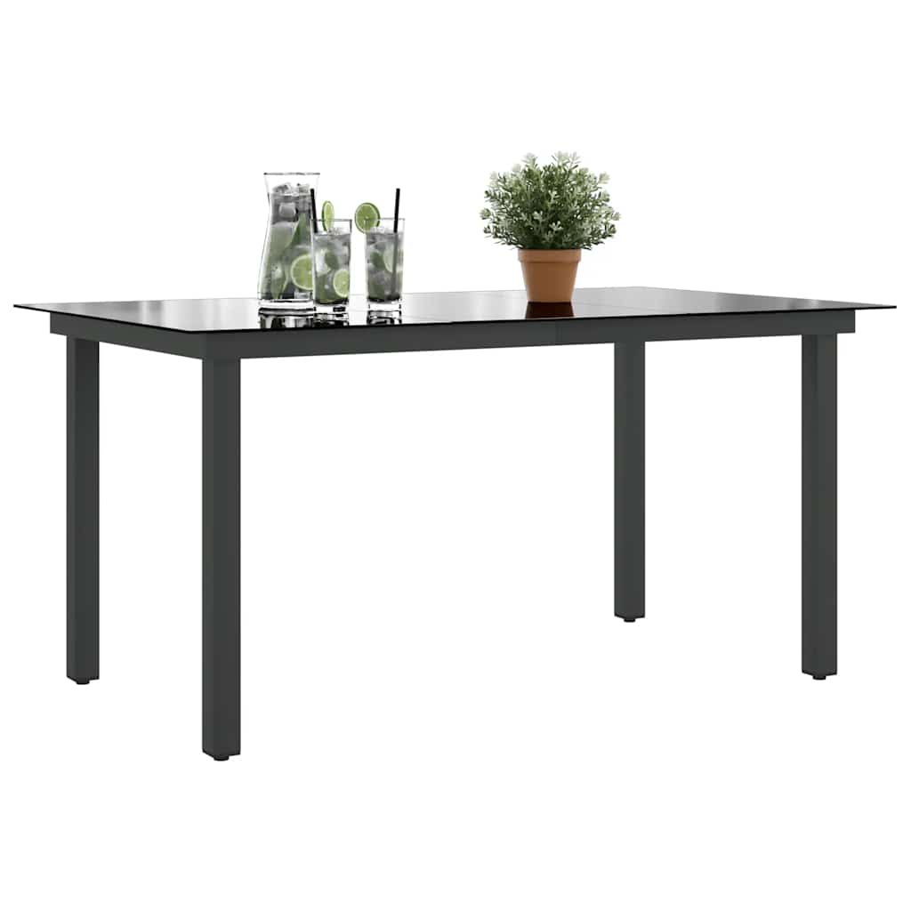 42788 vidaXL Garden Table Black 150x90x74 cm Aluminium and Glass