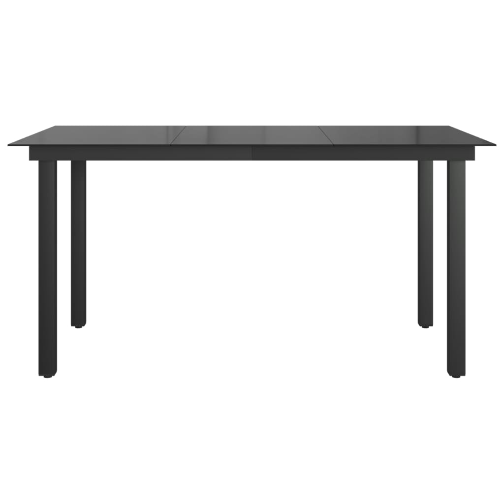 Table de Jardin Noir 150x90x74 cm Aluminium et Verre