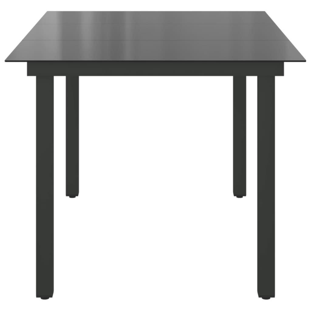 Table de Jardin Noir 150x90x74 cm Aluminium et Verre