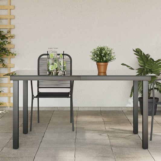 42788 vidaXL Garden Table Black 150x90x74 cm Aluminium and Glass