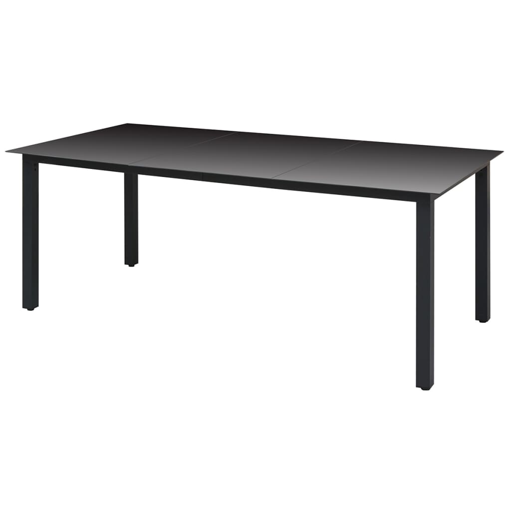 Table de Jardin Noir 190x90x74 cm Aluminium et Verre